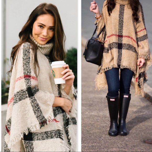 plaid poncho cardigan